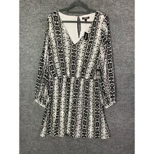 NEW EXPRESS Chiffon Snakeskin Dress V‎ Neck Size Large